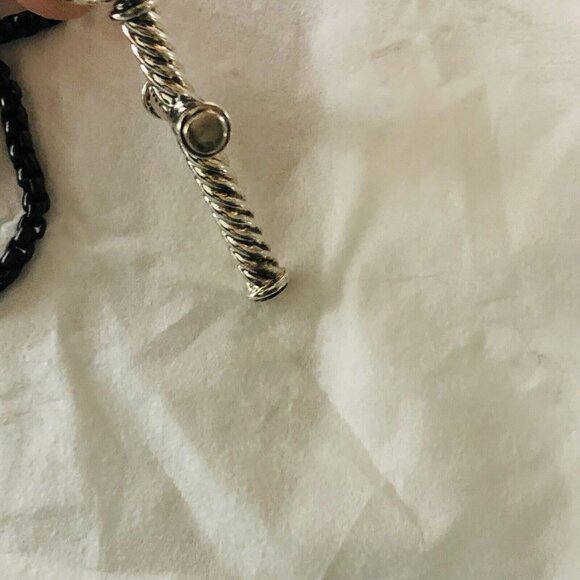 David Yurman Cable Cross Pendant w/Black Stainless Necklace 26" w/Pouch Mint - Picture 7 of 16